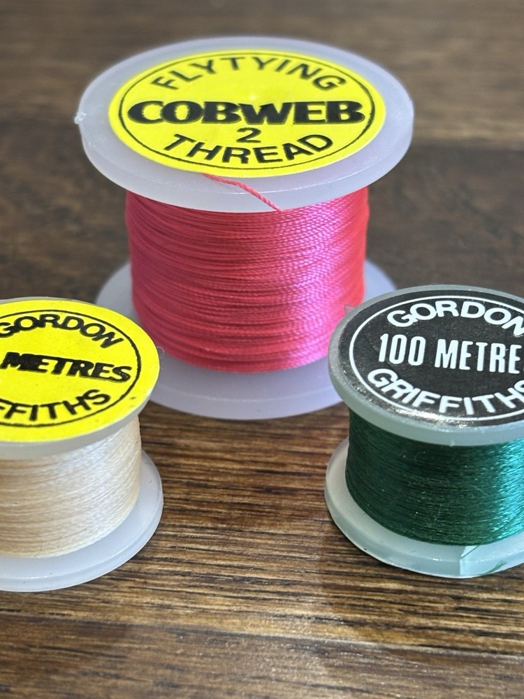 3 SPOOLS Fly Tying Thread, Gordon Griffiths Cobweb Superfine Nice colours NEW