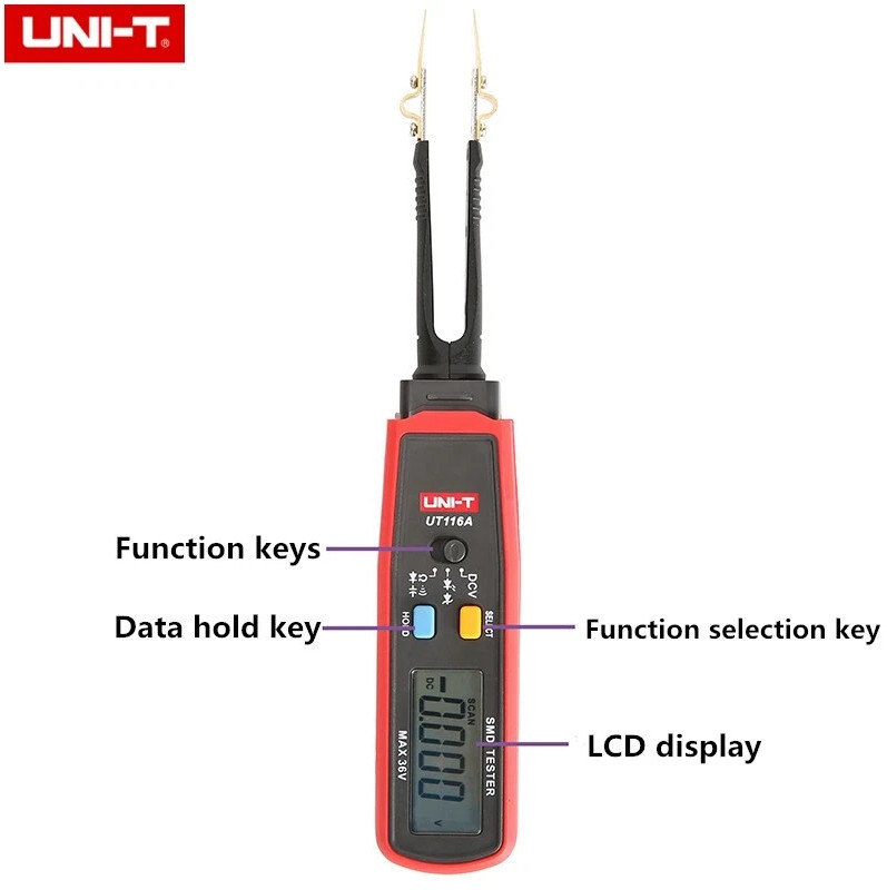 UNI-T UT116A SMD Tester Meter Multimeter LED Diode Continuity Battery Tester