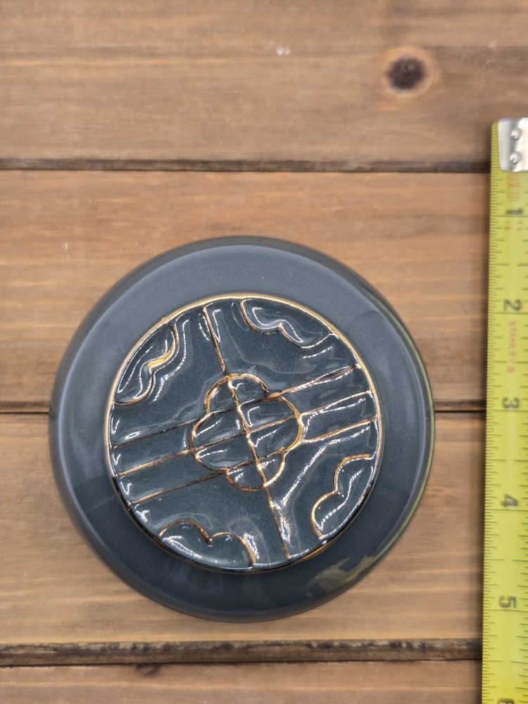 Ceramic Ginger Jar with Gold Patterned Storage Canister