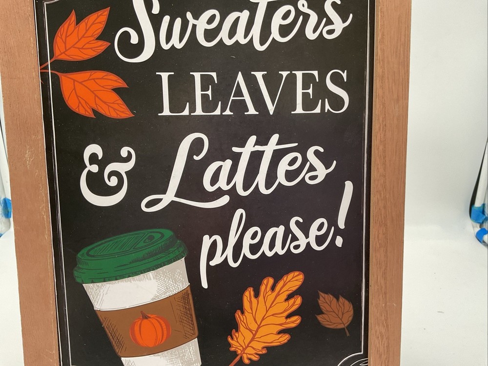 Decorative A-Frame Chalkboard Tabletop Easel With Fall-Themed Message