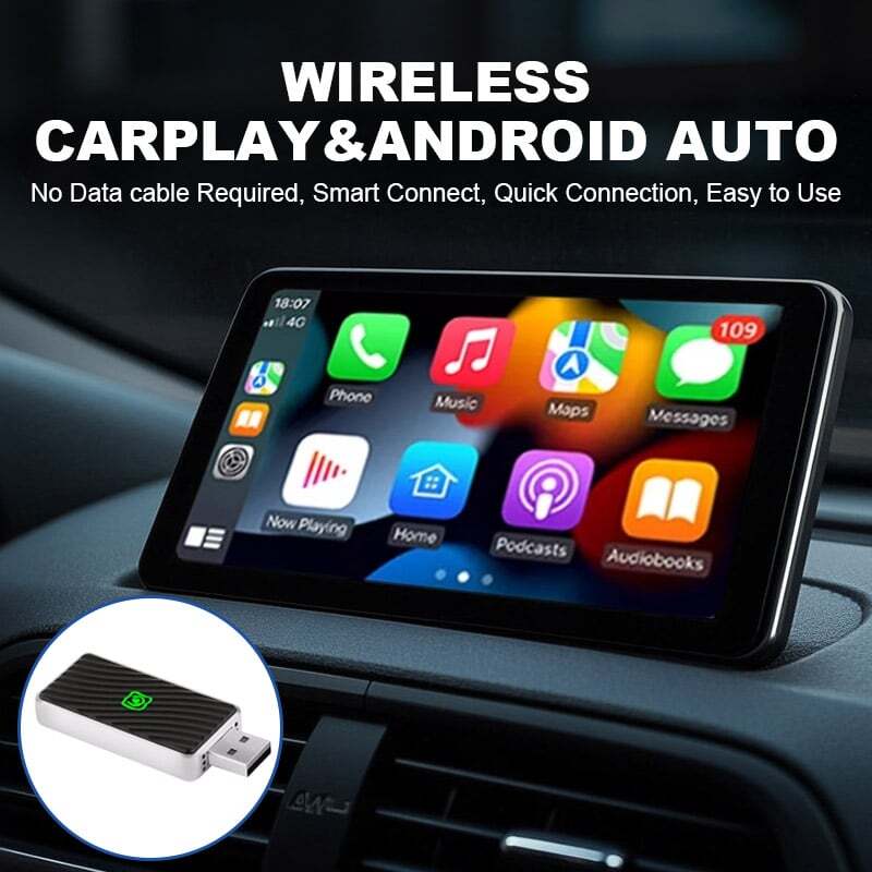 2 in 1 Car Auto Wireless Carplay & Android Auto USB Adapter Plug & Play