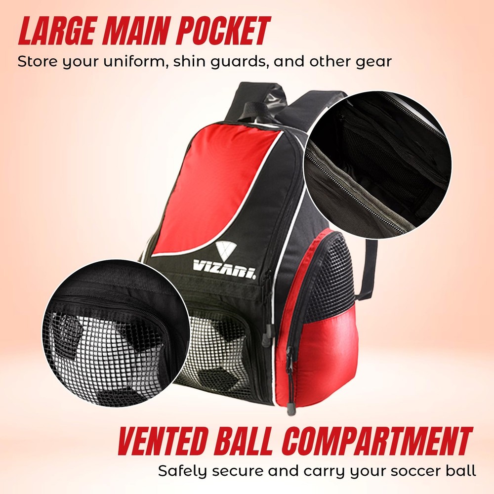 Solano Soccer Backpack With Compartment and Vented Pocket and Mesh Side Cargo...