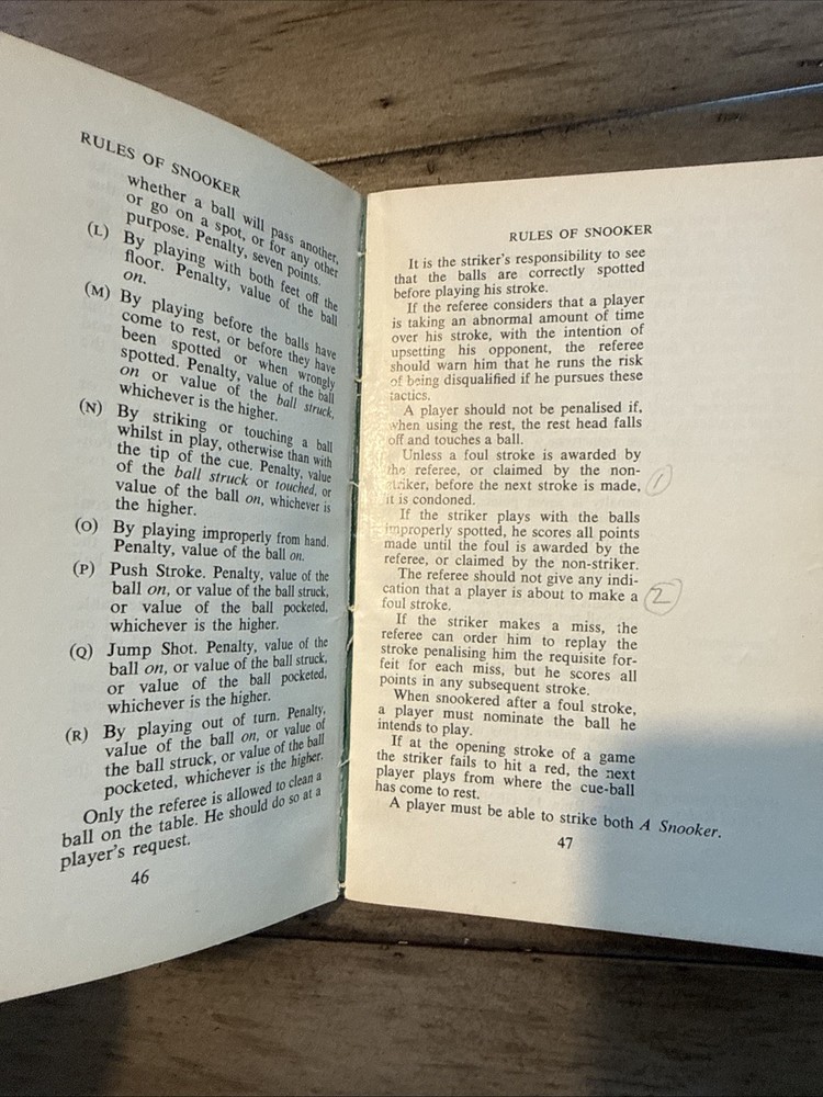 1967 Billiards Rulebook