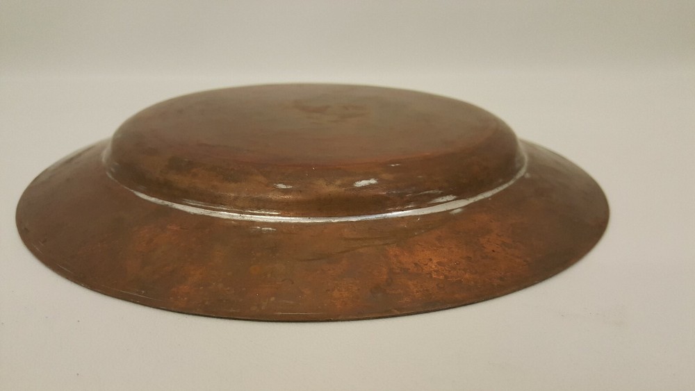VINTAGE COPPER PLATE DISH WITH ARABIC WRITING 10"