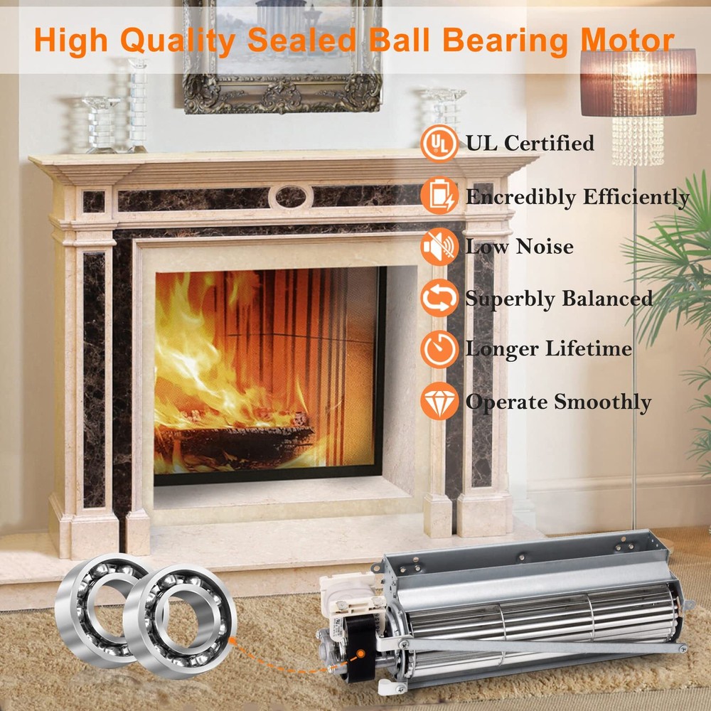 Replacement Fireplace Blower Fan Kit Compatible with Multiple Fireplace Brands