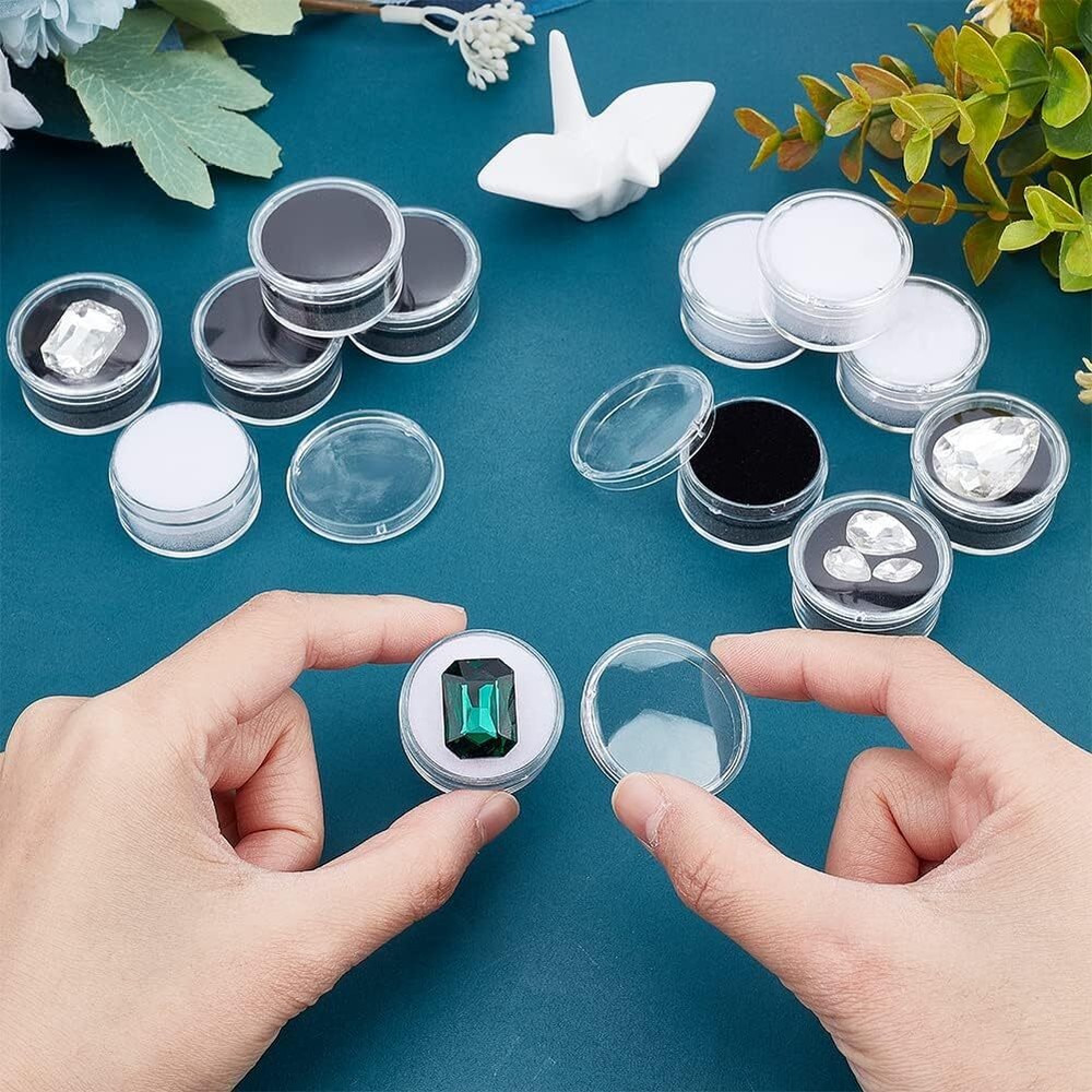 20 Pcs Round Stone Box Diamond Gemstone Display Case Containers with Lids