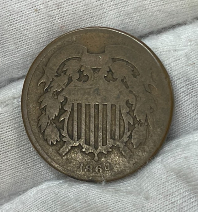 1864 US 2 Cents Piece Coin