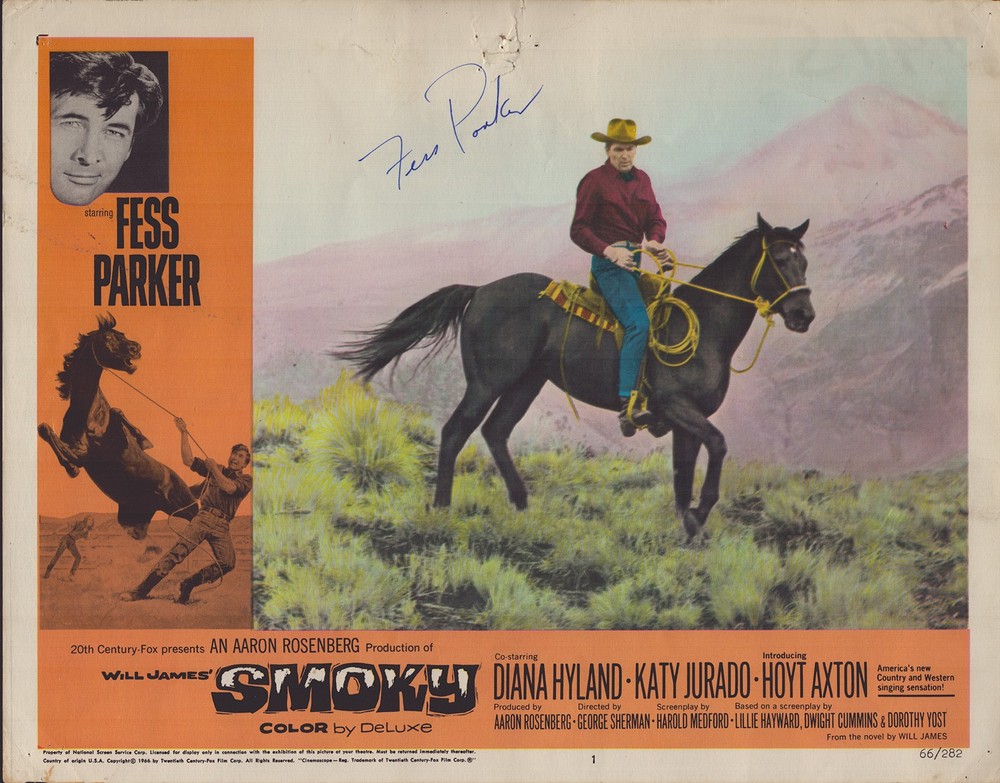 FESS PARKER - LOBBY CARD SIGNED
