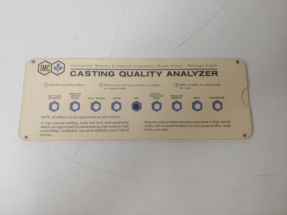 IMC Casting Quality Analyzer Slide Rule
