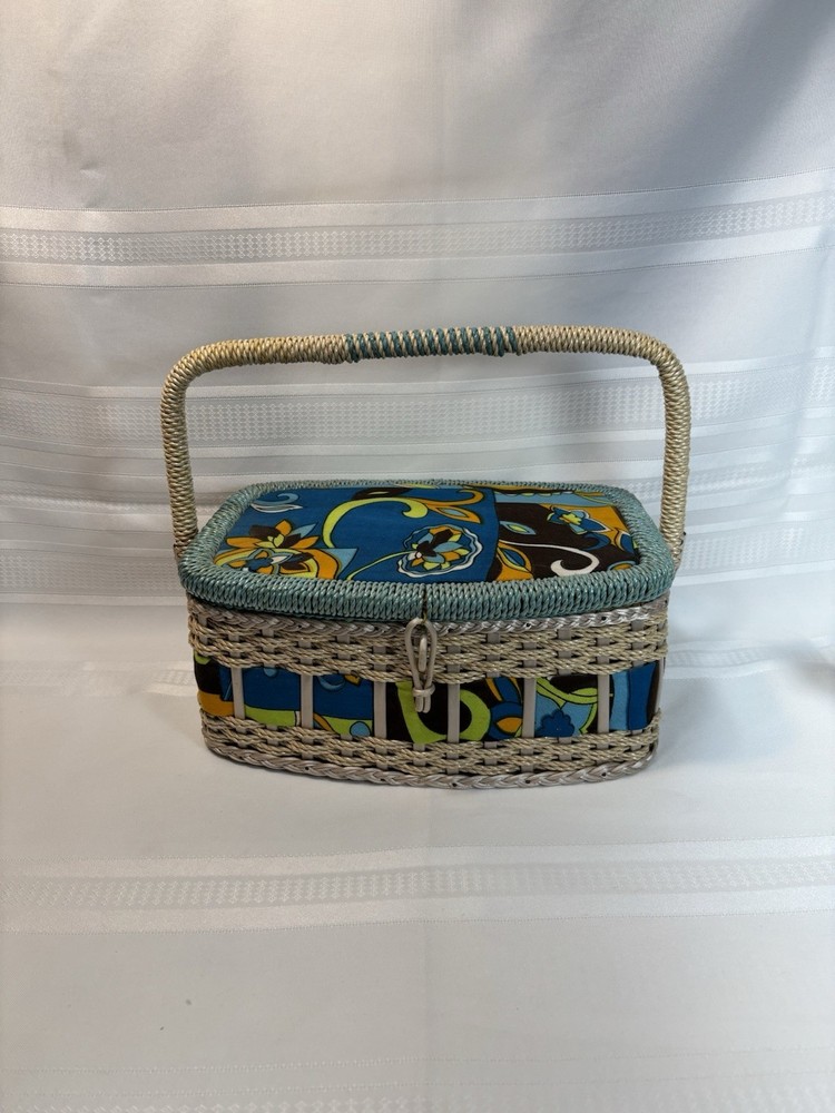 Vintage Wicker Woven Sewing Basket