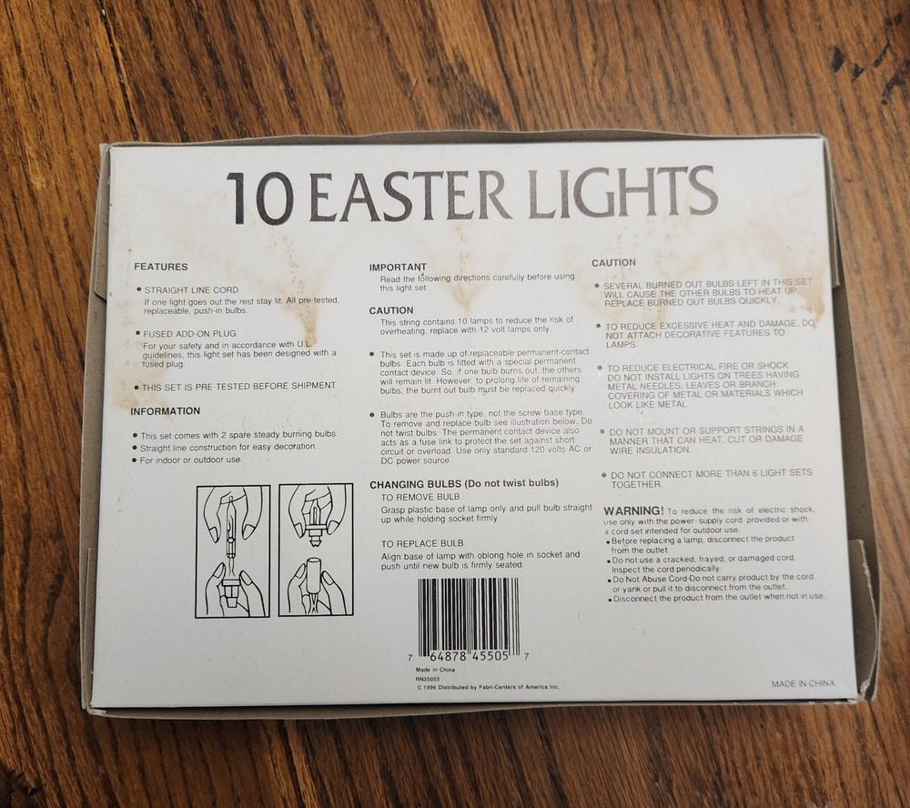 Vintage Easter Spring Decor Carrot Plastic Blow Mold String Light Set 1996 NOS
