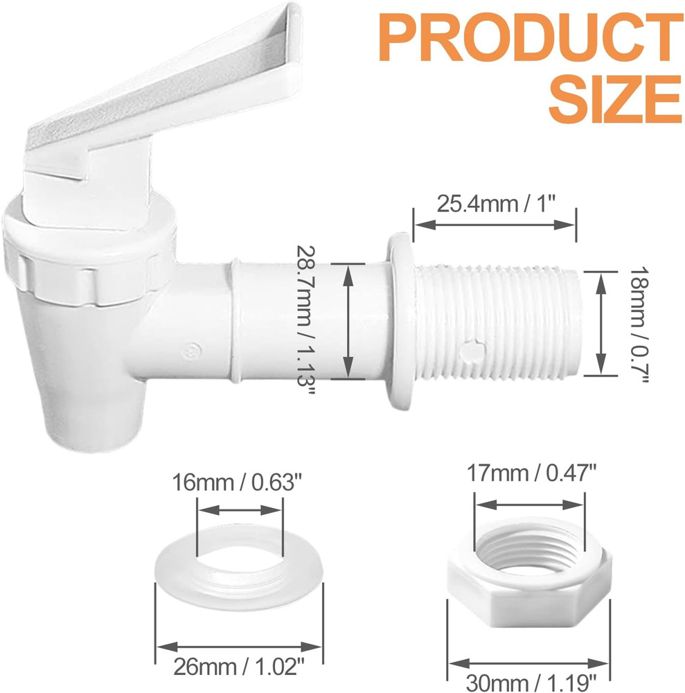 2pcs Replacement Cooler Faucet, Plastic Water Dispenser Tap Set, White