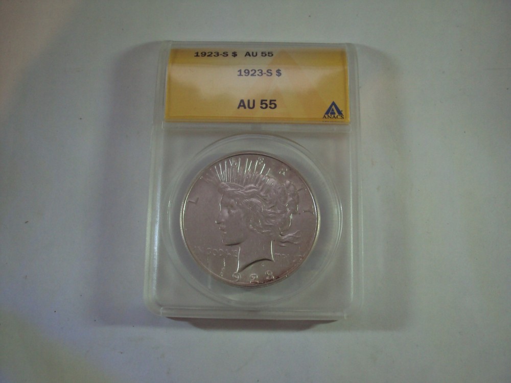 1923 s ANACS AU 55 peace silver dollar