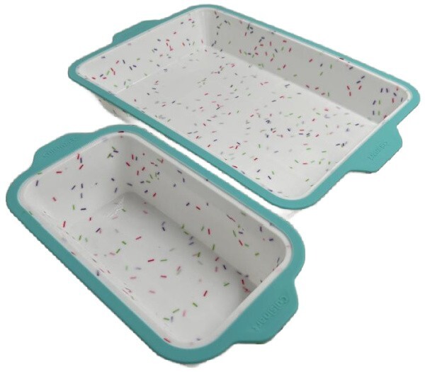 #Cuisinart 2-Piece Silicone Bakeware Set - Aqua, White, Sprinkles