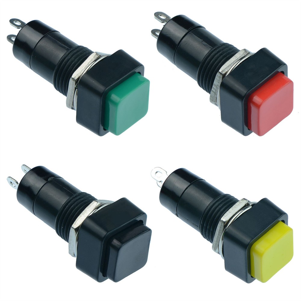 On Off Latching or Momentary Square Push Button Switch 12mm SPST