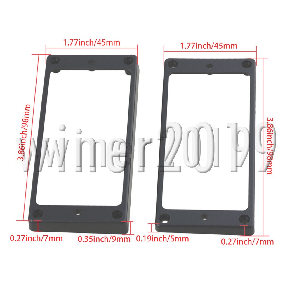 Black Neck+Bridge Pickup Frame Plastic Replacement for 7 String Guitars