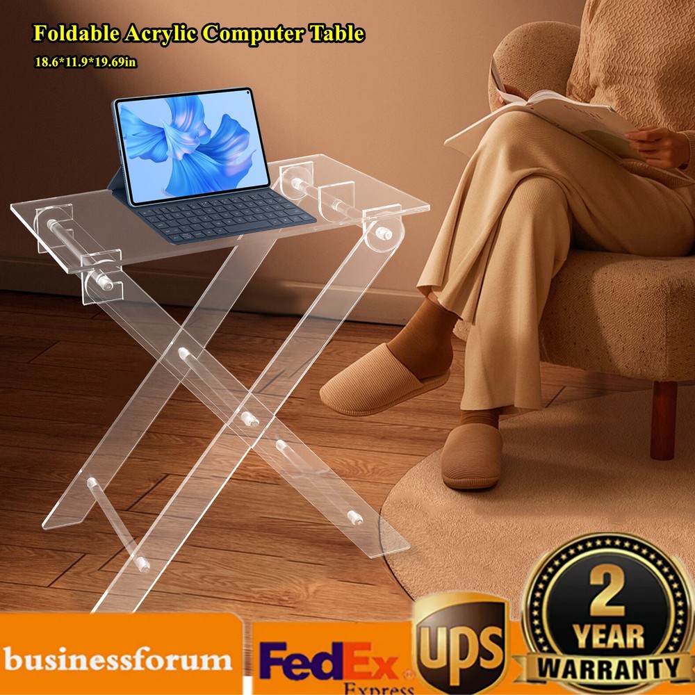 Foldable Acrylic Computer Table X-shaped Clear Computer Rack Stand Coffee Table