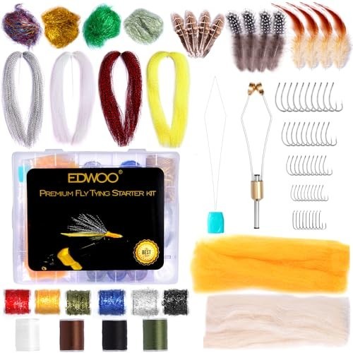 87pcs Fly Tying Starter Kit - Tools, Hooks, Thread, Chenille & Accessories