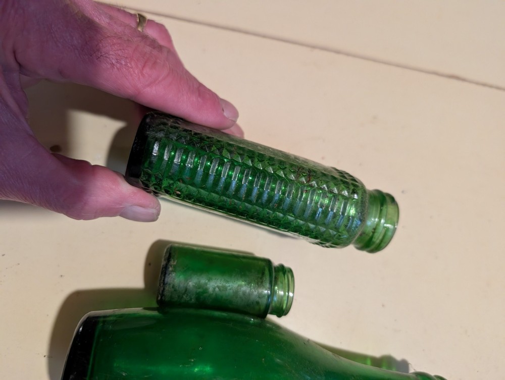 Vintage Emerald Green Bottles