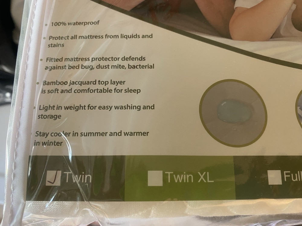 Twin Size Mattress Protector, Waterproof, Ecosoftex