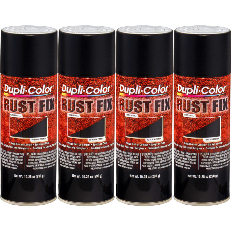 Duplicolor RF129 (4-Pack) Rust Neutralizer Rust Fix, Flat Black, 10.25oz Aerosol