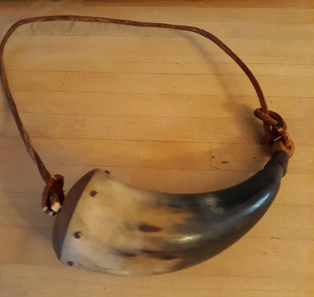 Vintage Small Black Powder Horn.- Muzzleloader = BlackPowder
