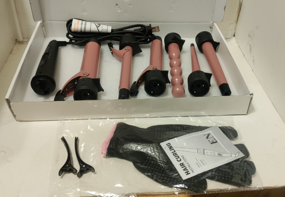 Interchangeable Ceramic Curler Set 6 IN 1 Adjustable Heat Settings Electric