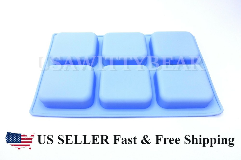 2-Pack Rounded Edge Rectangle Silicone Soap Making Molds DIY Cake Bakeware