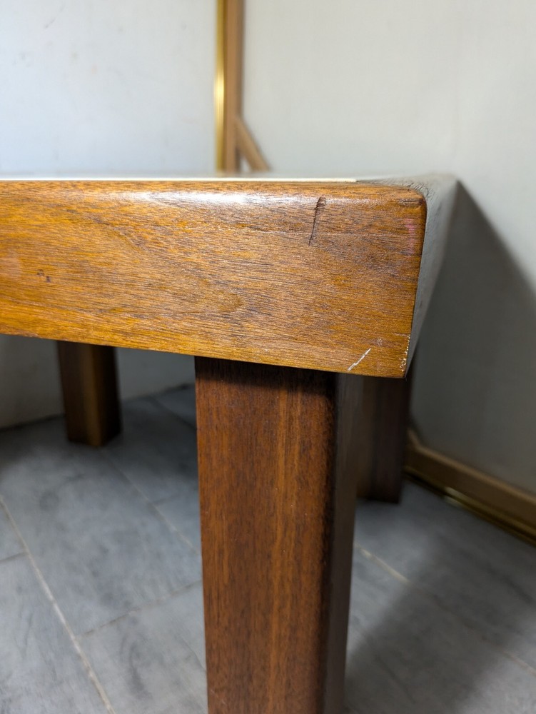 Vintage Mid Century Danish Modern Tile Top Heavy Solid Teak Wood Table