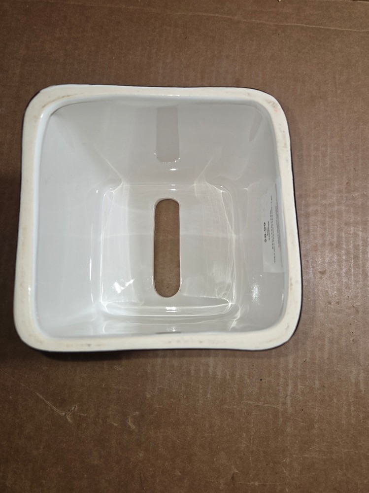 Tissue Box Cover White Square Black Bottom Trim