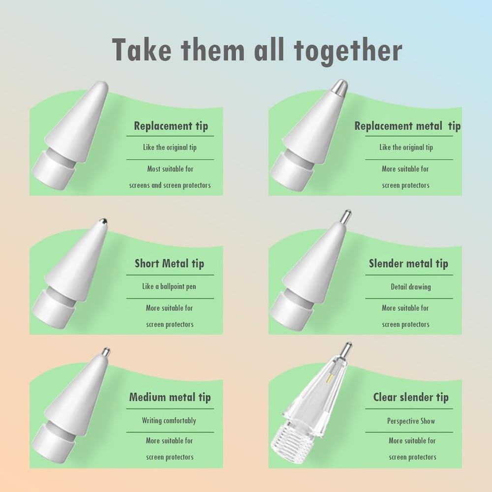 Pencil Tips for Apple Pencil, Multiple Durable iPencil Tip Nibs for iPad /App...