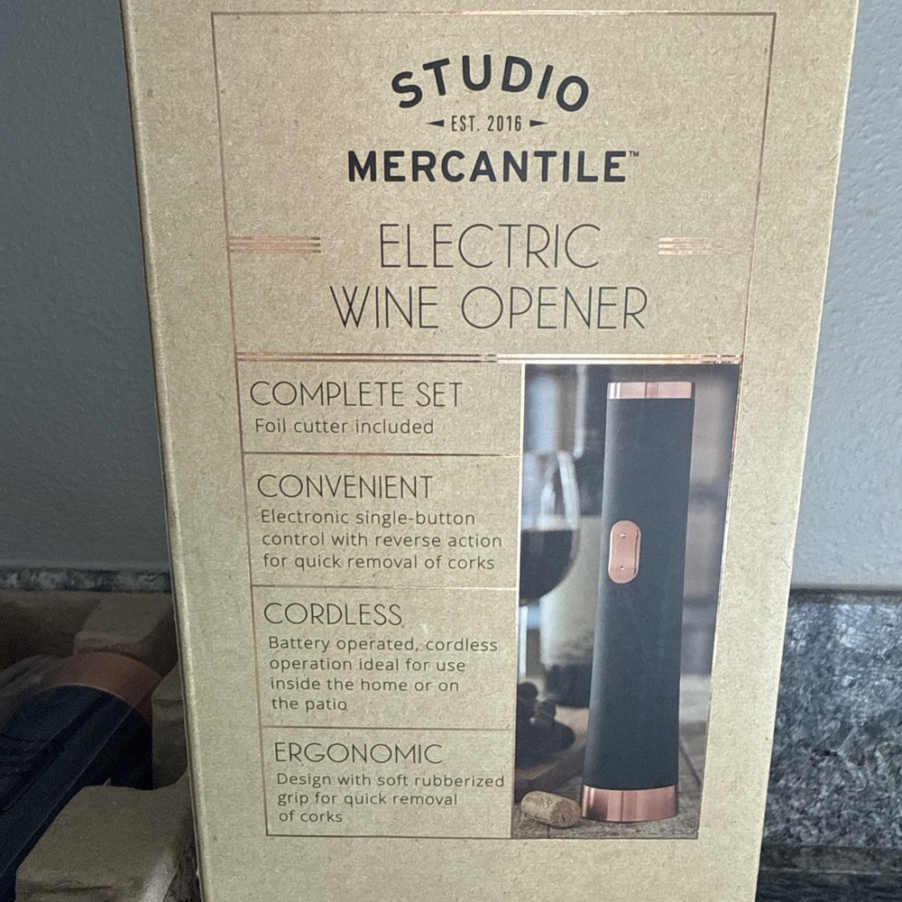 Studio Mercantile, Electric Wine Opener, Single Button Control And Foil Cutter