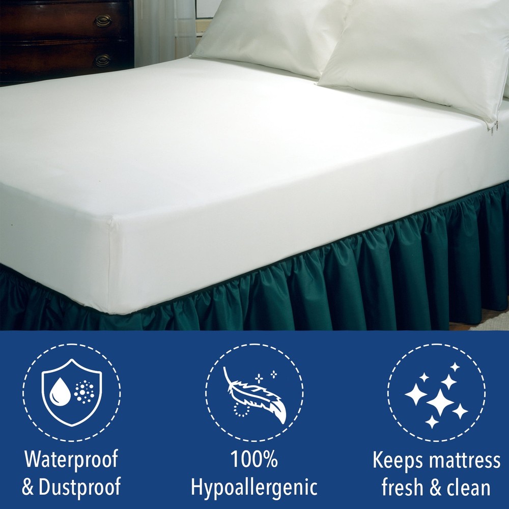 Fresh Ideas Waterproof Vinyl Fitted Mattress Protector, Queen