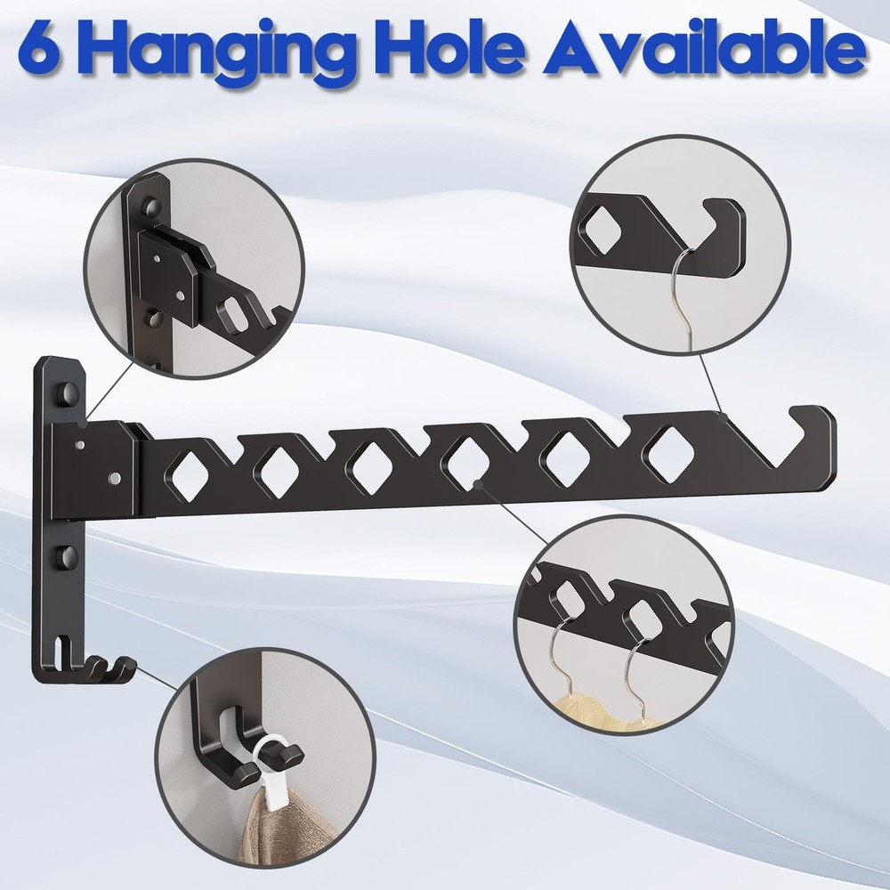 Wall Mounted Clothes Drying Rack, Wall Clothes Hanger Foldable, Laundry Hanger