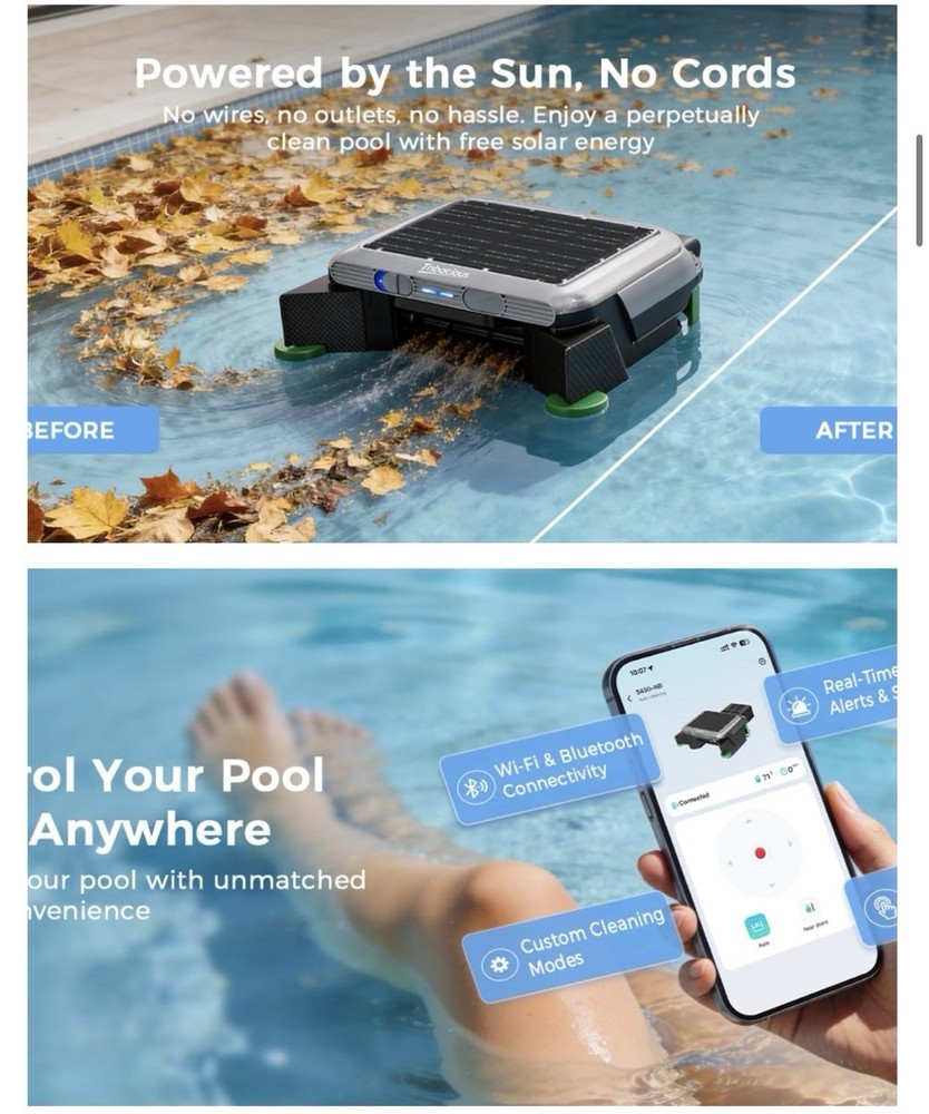 Solar Robotic Pool Surface Skimmer Cleaner