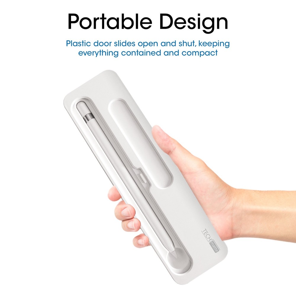 TechMatte Hard Shell Case/Box for Apple Pencil and Accessories (White)