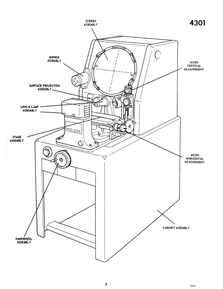 Clausing 14" Model 4301 Optical Comparator Instructions & Parts Manual #1848
