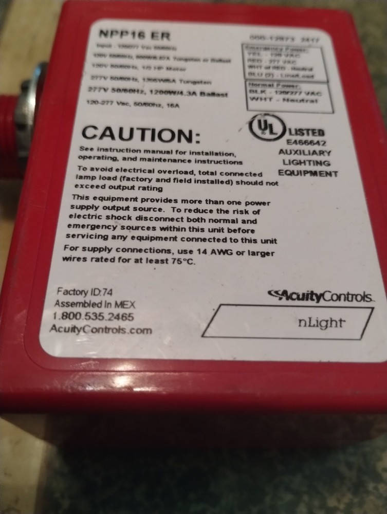 Acuity Controls NLIGHT NPP16 ER Dimming Side Output EM, Power/Relay Pack
