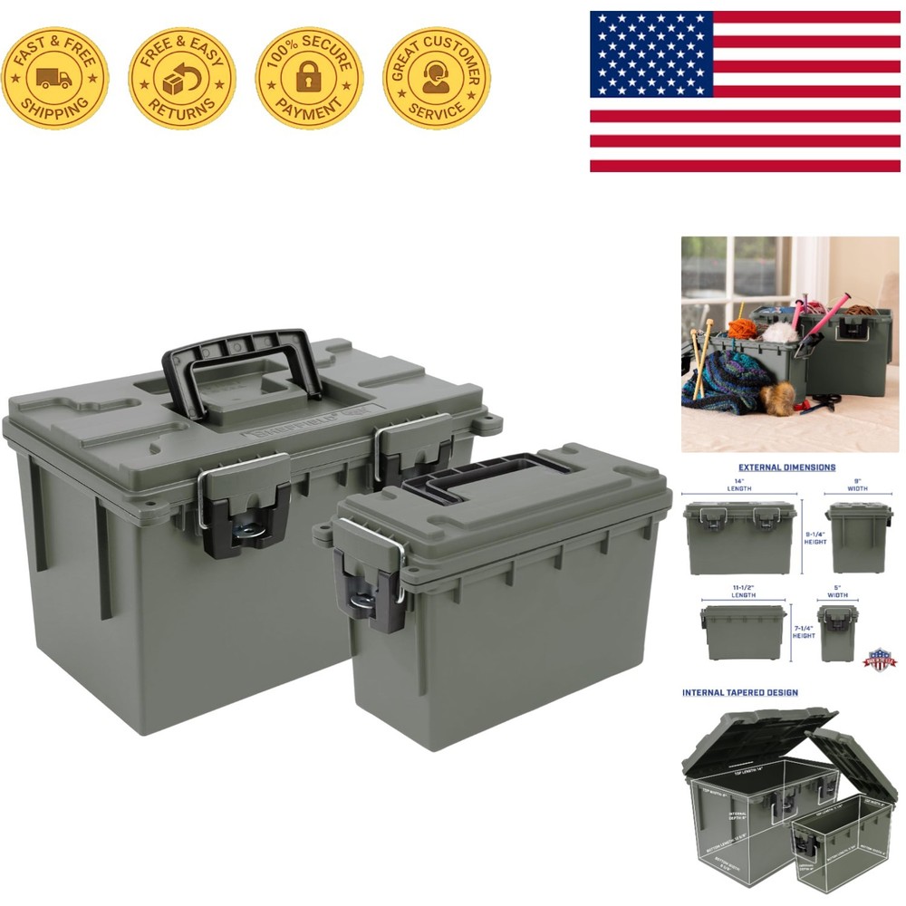 Stackable Storage Bins with Lockable Lids - 2-Pack Water-Resistant Containers