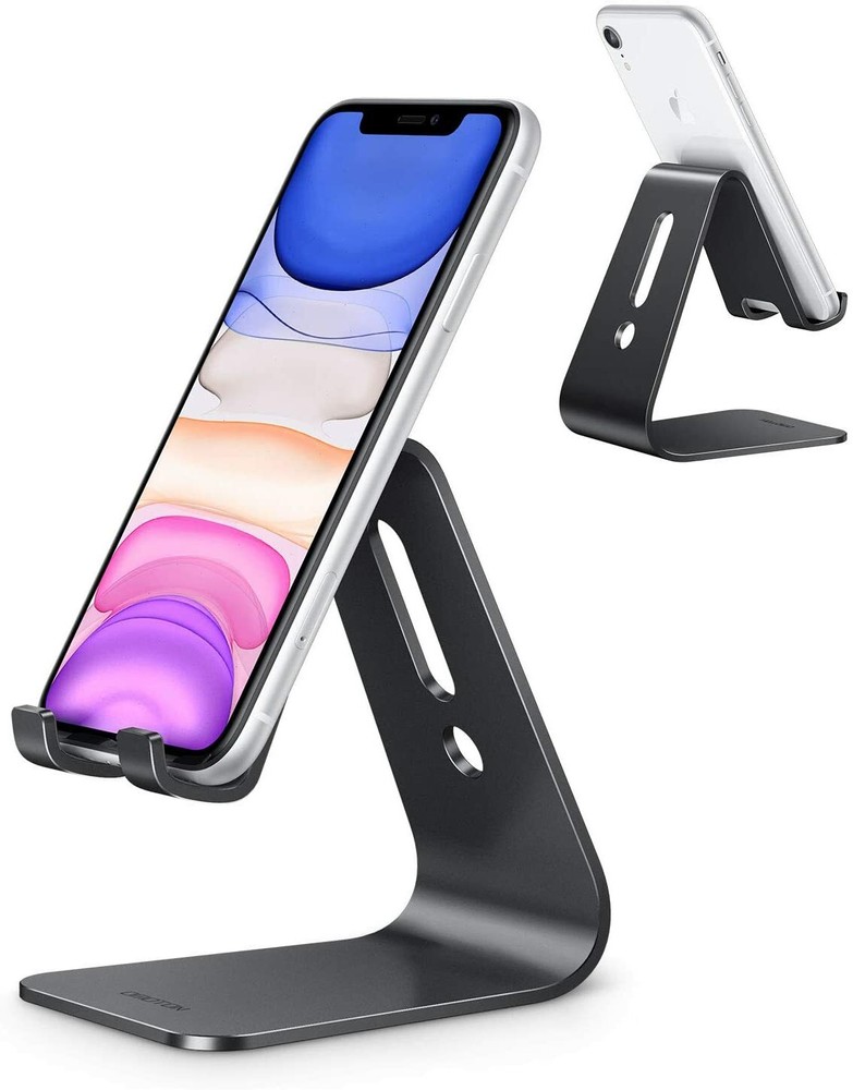 OMOTON Desktop Aluminum Cell Phone Tablet Stand Holder (Updated Version), Black