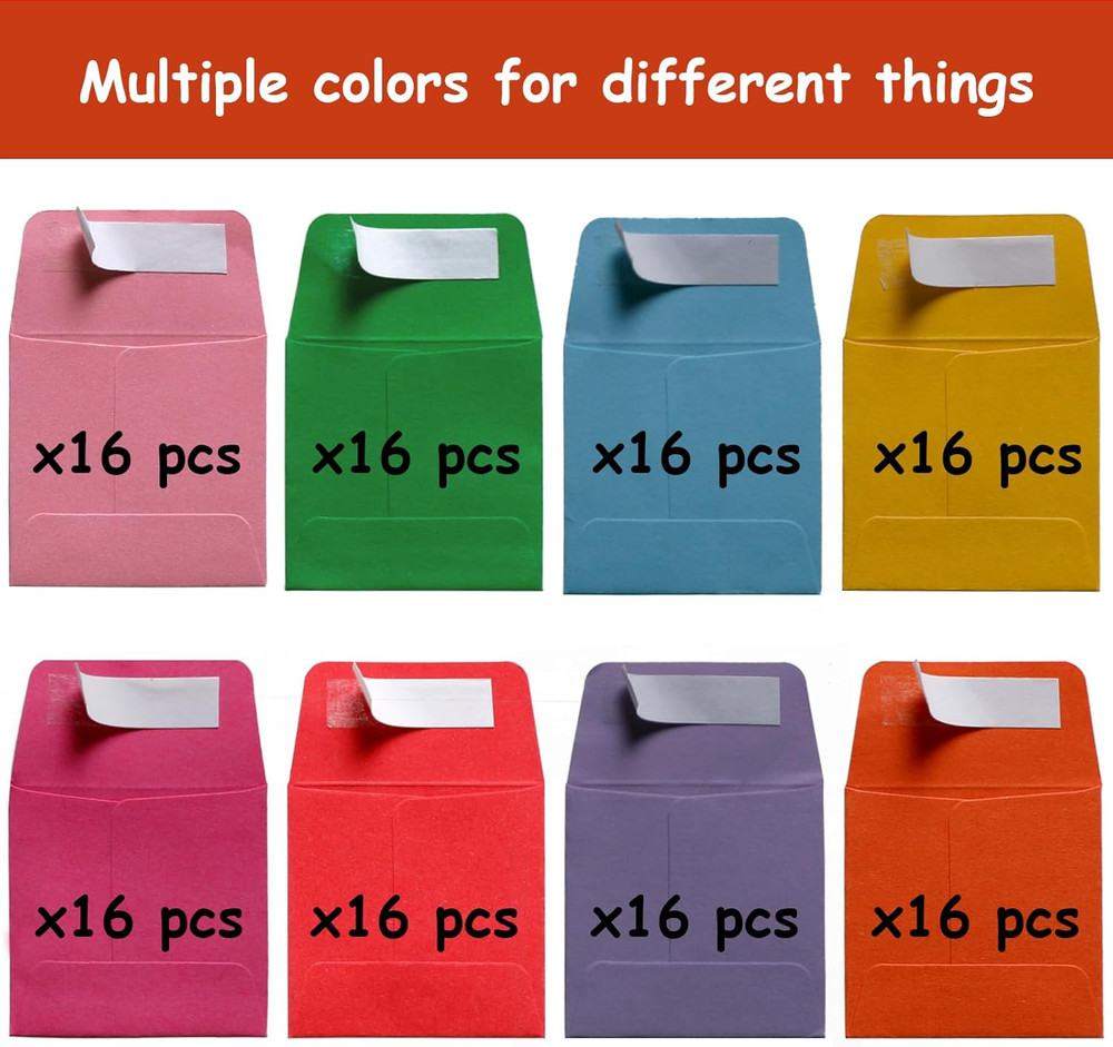 2 X 2Inches Tiny Coin Envelopes - Self Seal 128-Count Mini Envelopes, Bulk Small