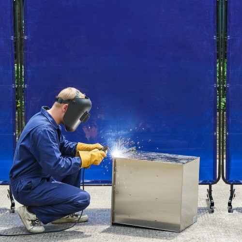 Welding Screen with Frame, 6 x 6 FT Welding Curtain Screen, Flame-Resistant Vin