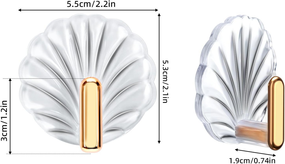 8PCS Shell Clear Adhesive Hooks - No Drill Removable Waterproof for Bathroom, Sh