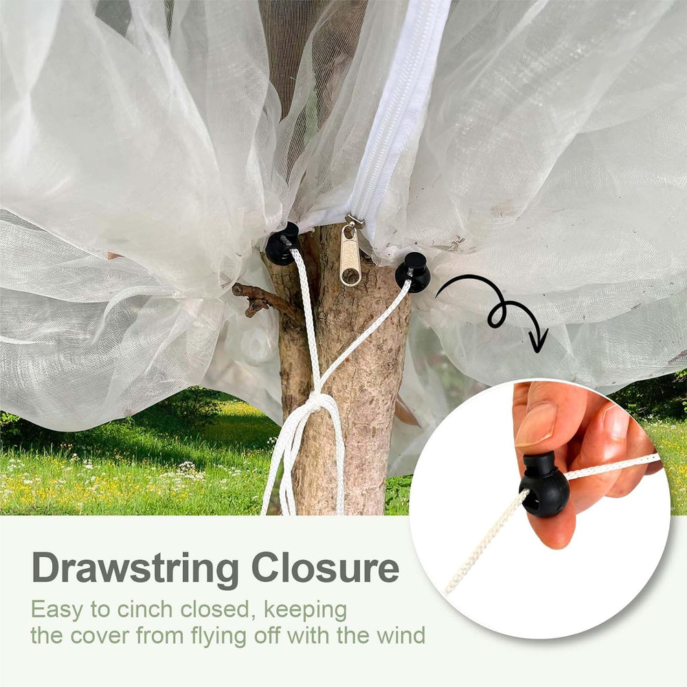 Fruit Tree Netting Cover with Zipper & Drawstring, 2 Packs 4ft x 4ft Insect Bird