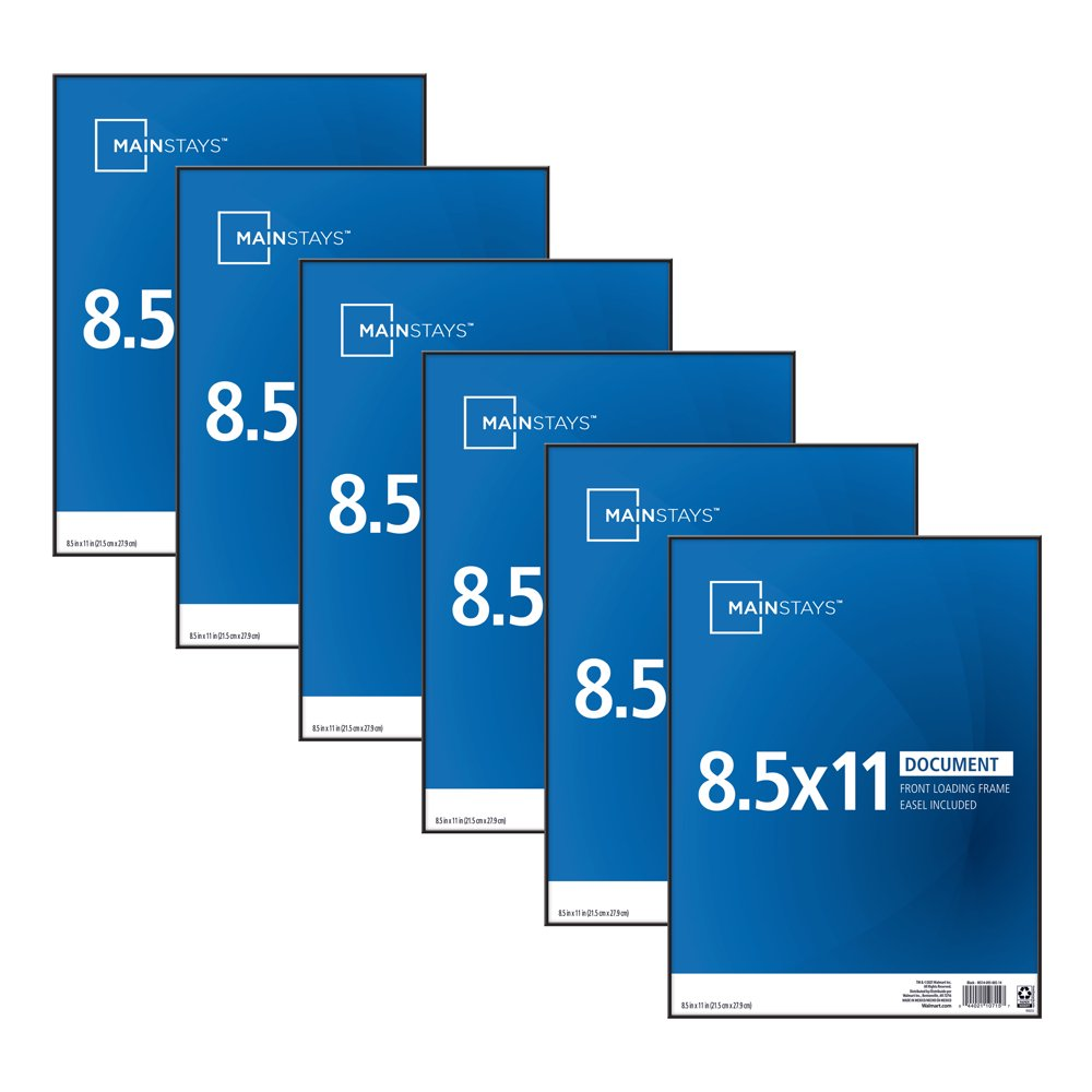 Mainstays 8.5x11 Document Format Picture Frames, Black, Set of 6
