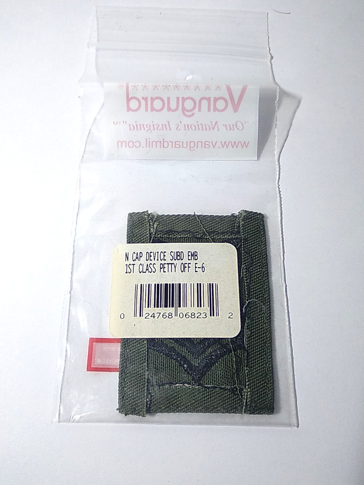 US Navy BDG Subdued Petty Officer 1st Class Cap Device E-6 Patch Vanguard NEW