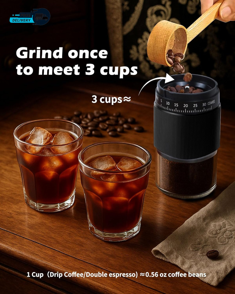 Manual Coffee Grinder Ceramic Burr 40G Capacity35 Adjustable Settings Portable