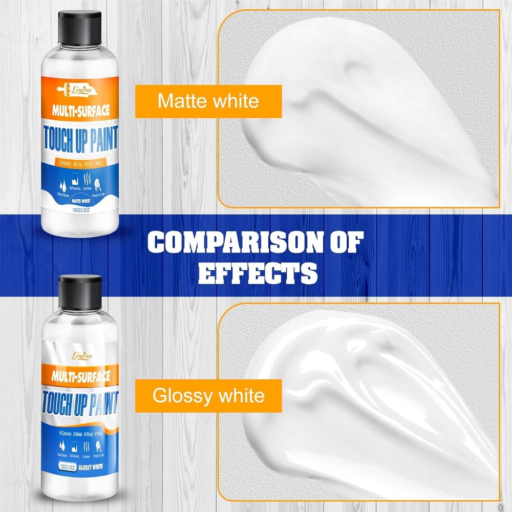 White Touch Up Paint - 7oz Upgraded Matte and Gloss Multi Surface Touch Up Paint
