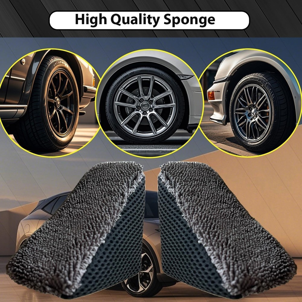 2 Pcs Triangle Tire Shine Applicator, Reusable Tire Dressing Applicator Pads,...