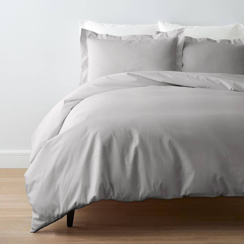 Company Cotton Gray Smoke Solid 300-Thread Count Cotton Percale Standard Sham